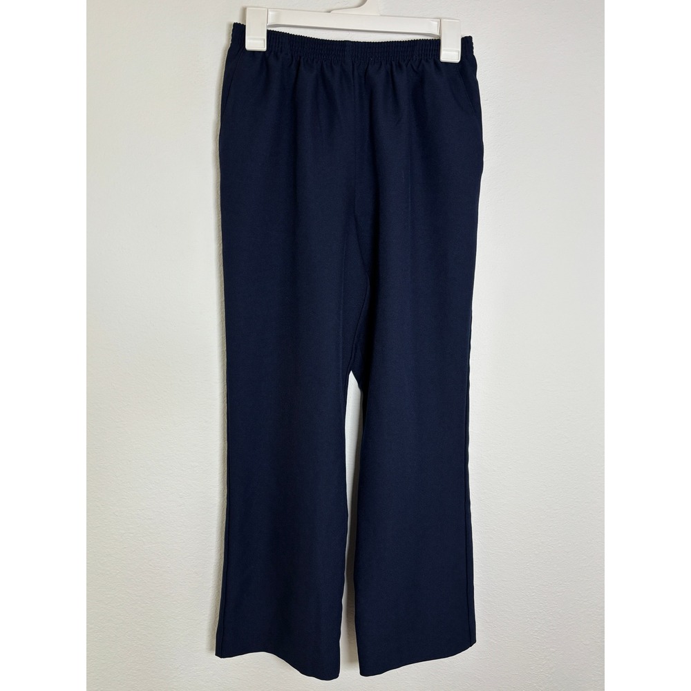 Alfred Dunner Petite Navy Blue Pull On Elastic Waist Straight Leg Pants 10P